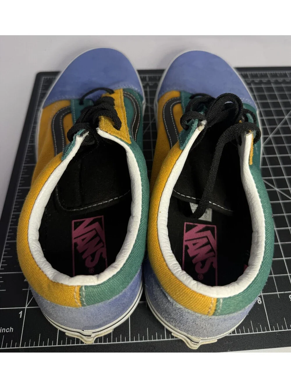 VANS Old Skool Limited Edition ColorBlock Shoes Mens 9.5 Blue Green Yellow